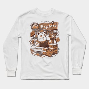 Born to Explore - Cute Traveler Cat Gift Long Sleeve T-Shirt